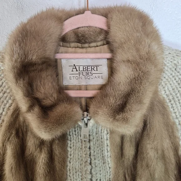 Vtg 70s  Mink Front Sweater Jacket Albert Furs - Picture 6 of 13